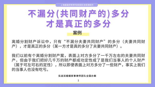 上海離婚梁聰律師 不漏分 共同財產的 多分,才是真正的多分